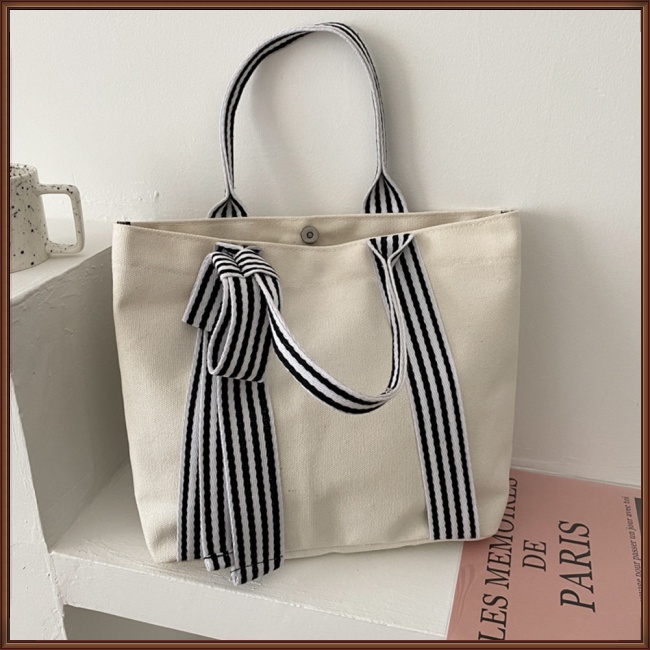 Túi Xách Canvas Cỡ Lớn Phối Màu Tương Phản Thời Trang Cho Nữ