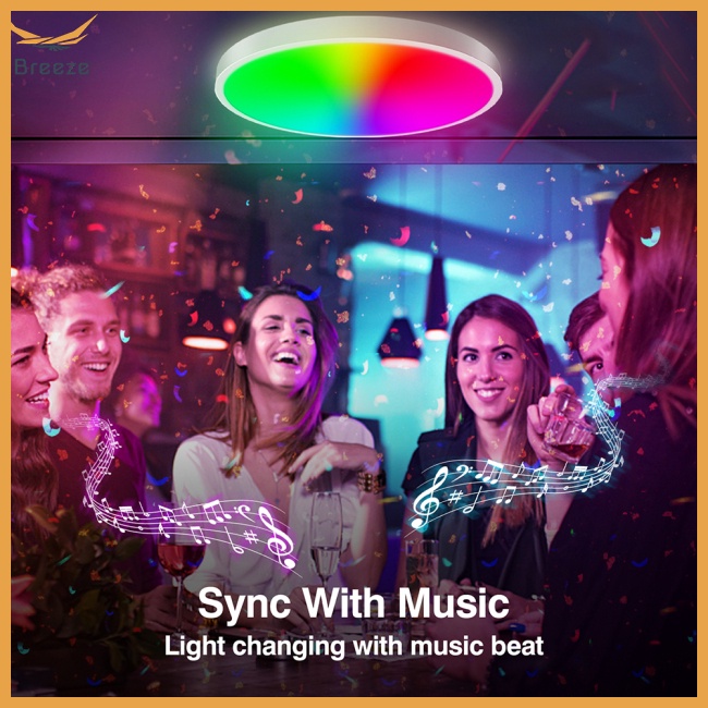 Đèn Led Tròn Thông Minh Điều Chỉnh Được Độ Sáng Kết Nối Wifi Kèm Điều Khiển Từ Xa Trang Trí Trần Nhà