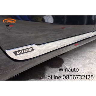 Nẹp sườn hông xe vios 2019- 2020- 2021- 2022 nhựa abs mạ crom sáng bóng - mẫu chữ đen