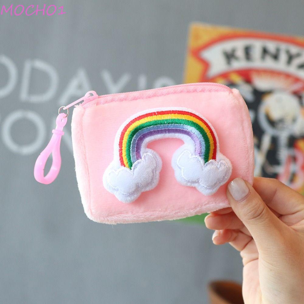 Mocho1 Ví Đựng Mỹ Phẩm / Tai Nghe / Đồ Chơi Nhồi Bông Màu Cầu Vồng Có Khóa Kéo Thích Hợp Làm Quà Tặng Cho Bé Gái
