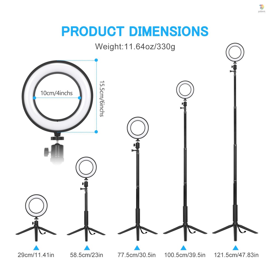 Set 2 Đèn LED USB 6 Inch 5600K + 2 Chân Máy Ảnh + 2 Đầu Bóng Linh Hoạt + Bộ Lọc 6 Màu (Đỏ / Vàng / Xanh Dương)