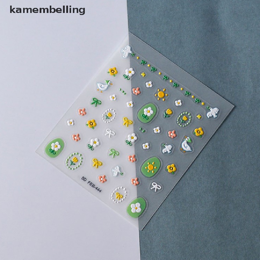 Nhãn Dán Trang Trí Móng Tay Tự Dính Họa Tiết Hoa 5D Xinh Xắn