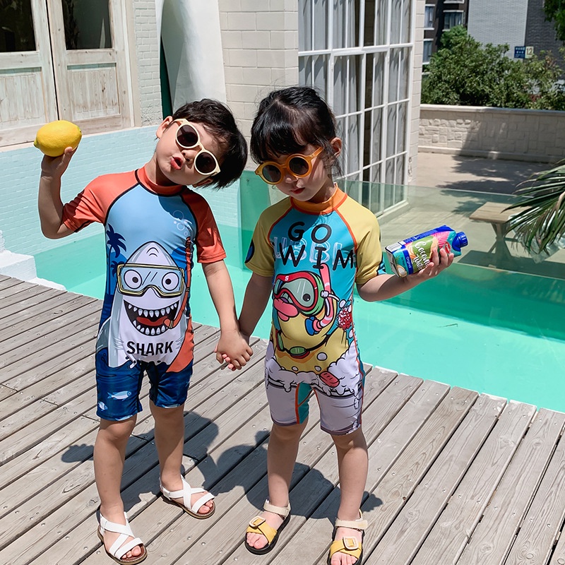 Bộ Đồ Bơi Liền Thân Chống Nắng Nhanh Khô Họa Tiết Động Vật Dễ Thương Cho Bé