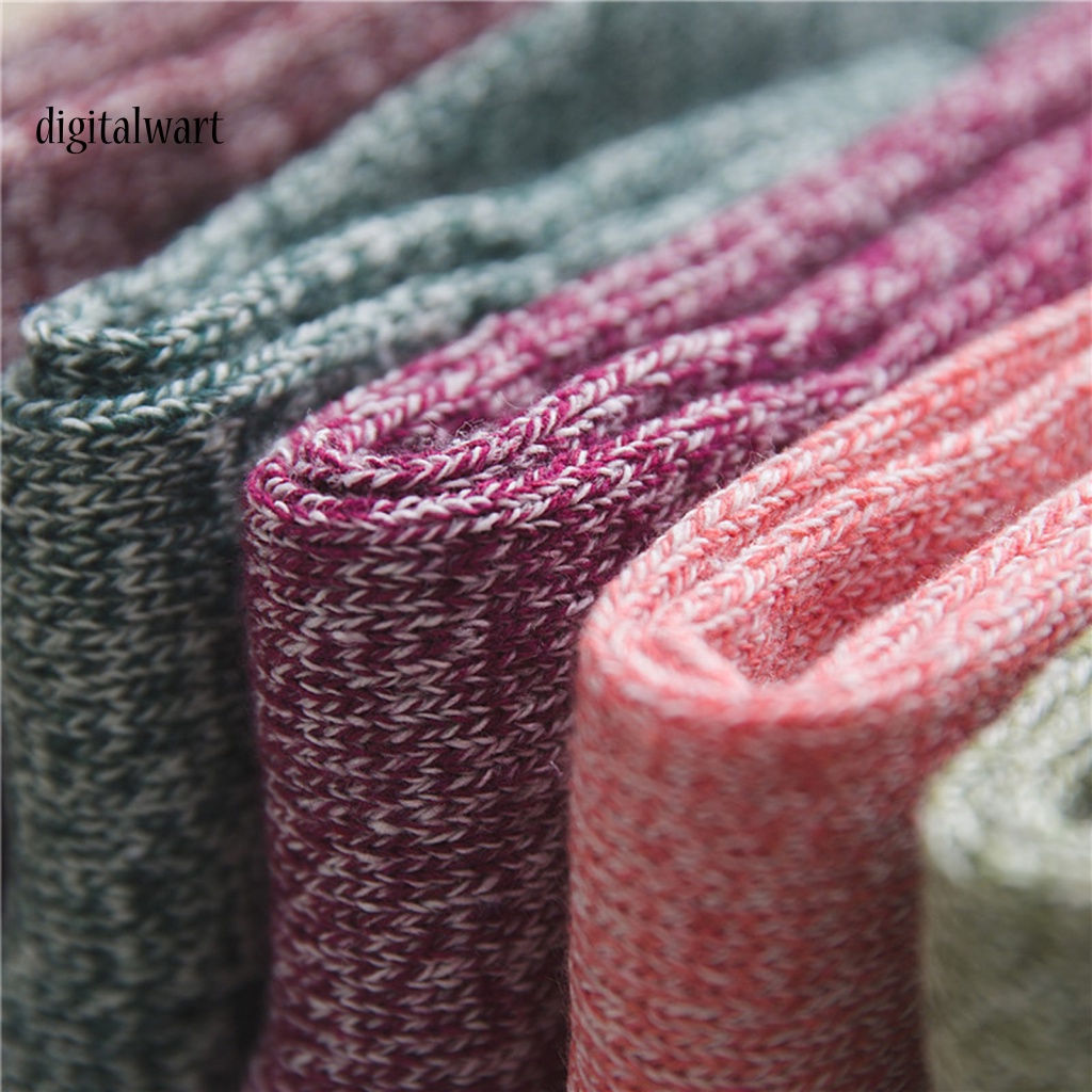 Kỹ Thuật Số| Set 5 Đôi Vớ Len Cổ Trung Màu Sắc Đơn Giản Dành Cho Nữ