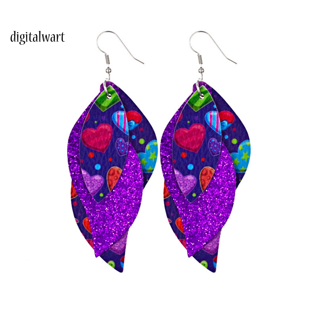 Kỹ Thuật Số| Bông Tai Bằng Da Hình Chữ S Đính Kim Sa Lấp Lánh Thời Trang