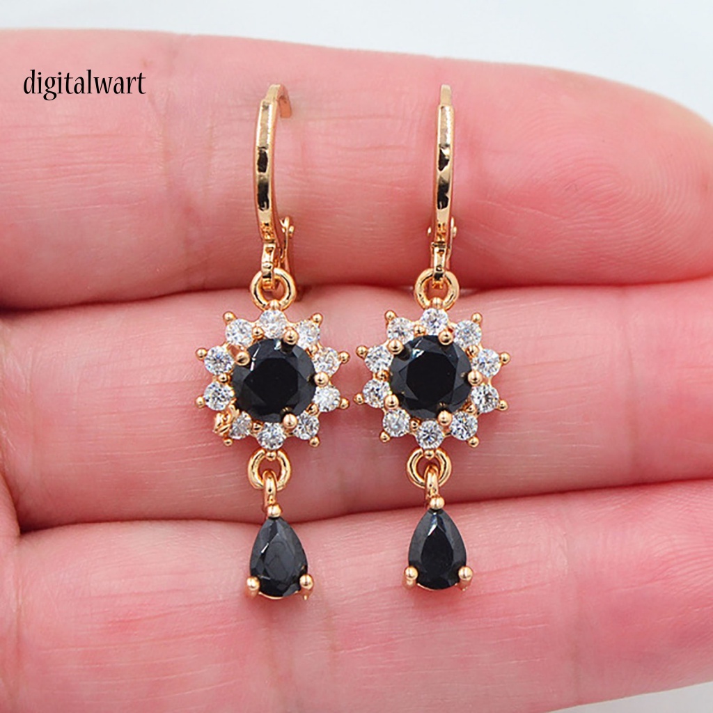 Kỹ Thuật Số| 1 Đôi Bông Tai Dáng Dài Hình Hoa Đính Đá Mạ Điện Lâu Trôi Thích Hợp Mặc Hàng Ngày