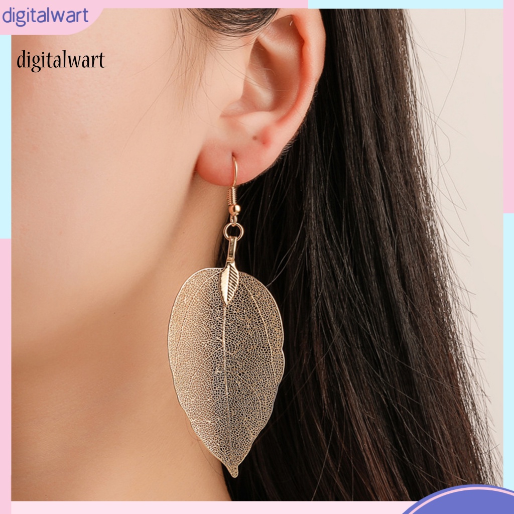 Kỹ Thuật Số| 1 Đôi Bông Tai Hình Chiếc Lá Bằng Thép Không Gỉ Bền Bỉ Thời Trang Cho Nữ