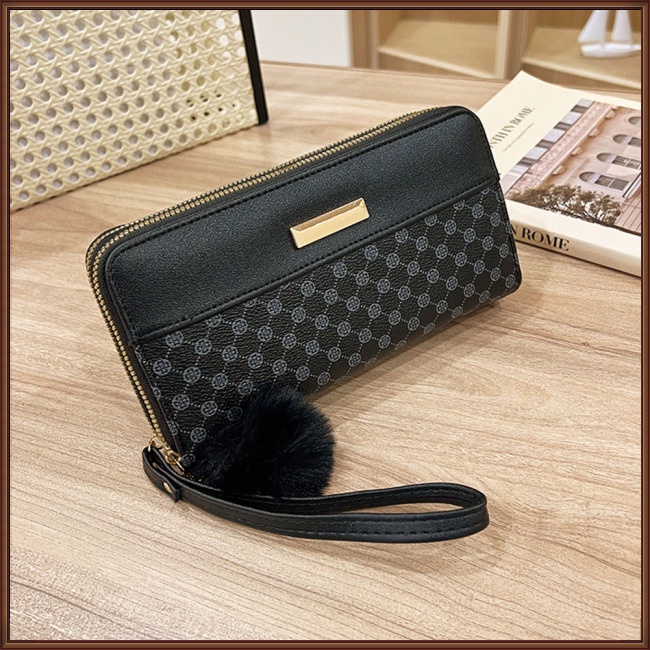 Ví Da Pu Cầm Tay Nhiều Ngăn Đựng Thẻ Phối Màu Tương Phản Thời Trang Cho Nữ