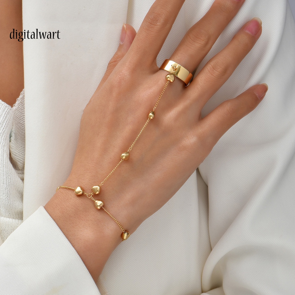 Kỹ Thuật Số| Bộ Trang Sức Nhẫn / Vòng Đeo Tay Bằng Hợp Kim Màu Trơn Hình Trái Tim Xinh Xắn Cho Nữ