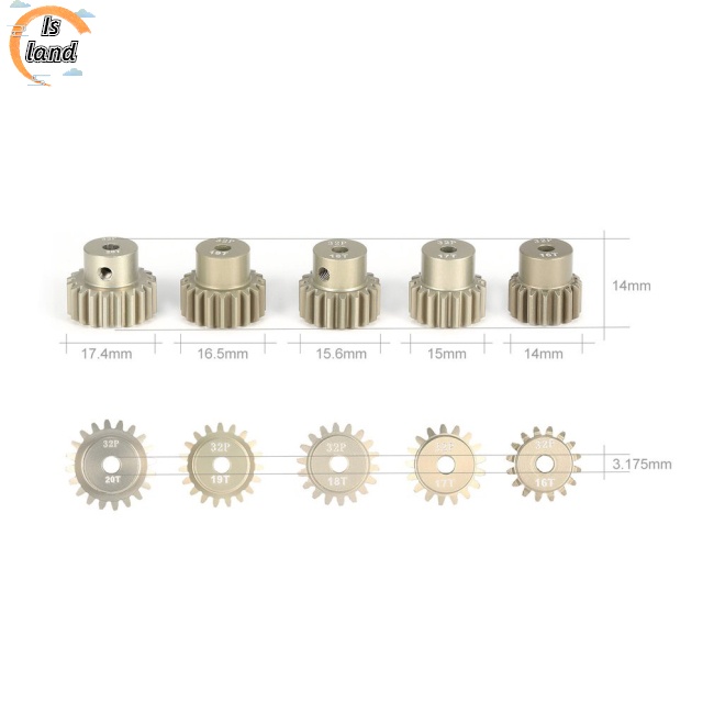 Bộ Bánh Răng Kim Loại 32DP 3.175mm 12T 13T 14T 15T 16T 17T 18T 19T 20T Cho Xe Điều Khiển Từ Xa 1 / 10