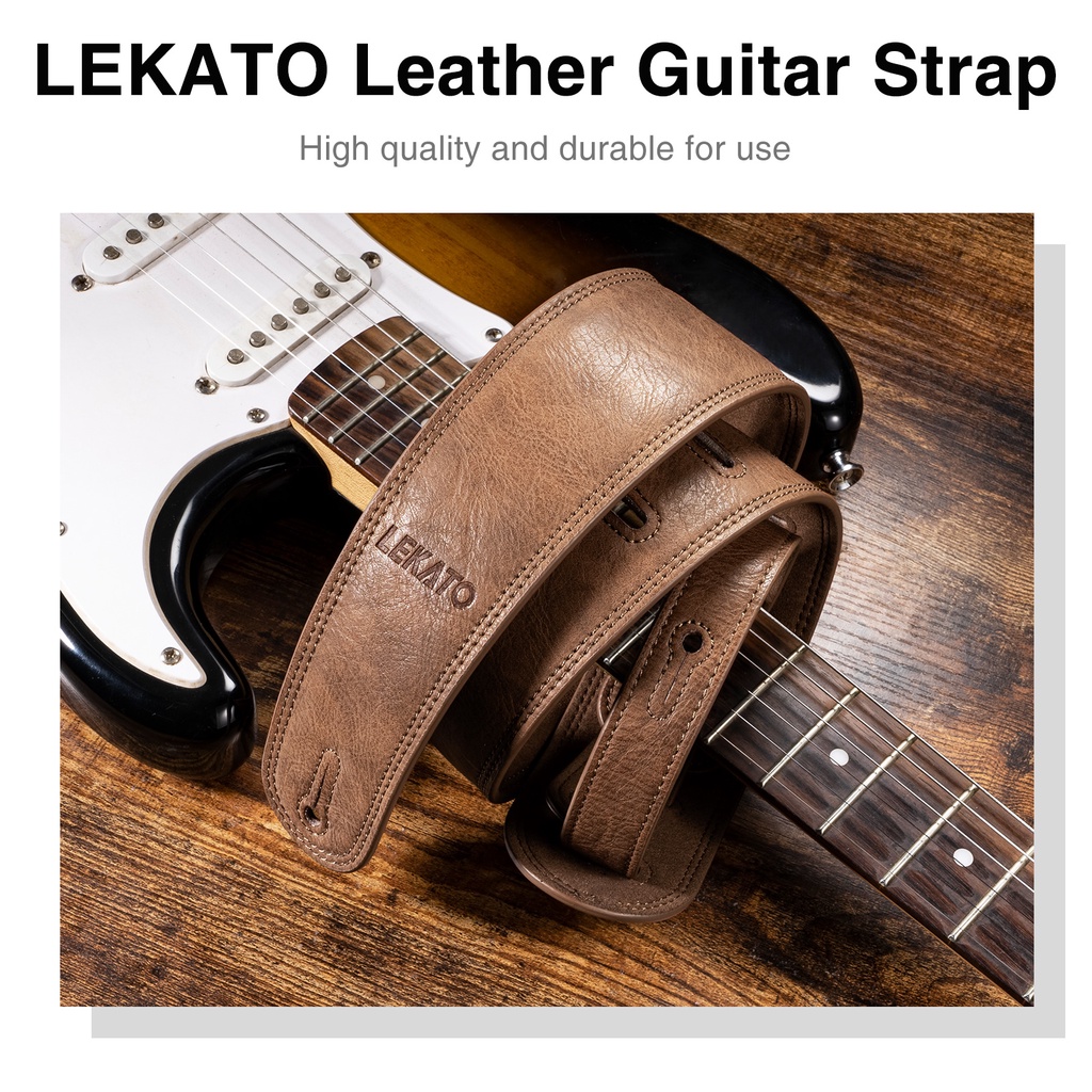 Dây đeo đàn guitar LEKATO 2.5" bằng da dày 41"-51" cho đàn guitar điện/ bass/ acoustic