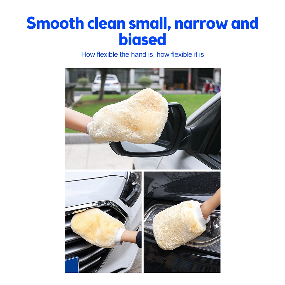 Găng Tay Len Lông Cừu Mềm Mại Đánh Bóng Xe Hơi Chống Trầy Xước