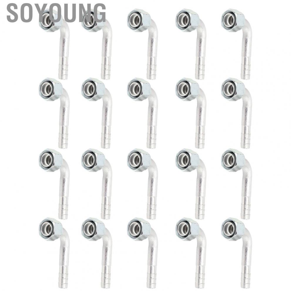 Soyoung Air Conditioning 90 Degree Connector  20 Pcs 0.54in Small Bore OD 5/8in Aluminum AC Splicer Fitting Stable Performance for Engineering Vehicle