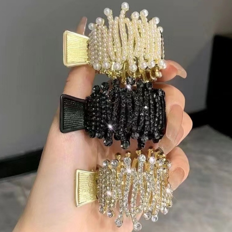Kẹp Tóc Kim Loại Đính Đá Và Ngọc Trai Thời Trang Cho Nữ