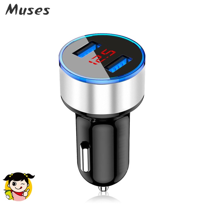 Tẩu Sạc Nhanh 5V 3.1A Hai Cổng Usb Có Đèn Led Hiển Thị Điện Áp Cho Điện Thoại Di Động