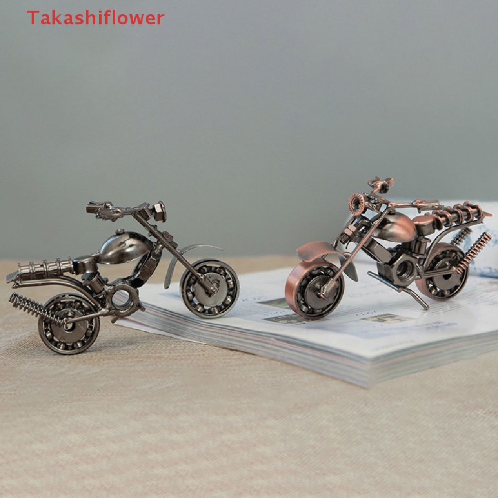Mô Hình Xe Mô Tô Takashiflower Bằng Sắt Làm Thủ Công Phong Cách Retro Trang Trí Nội Thất