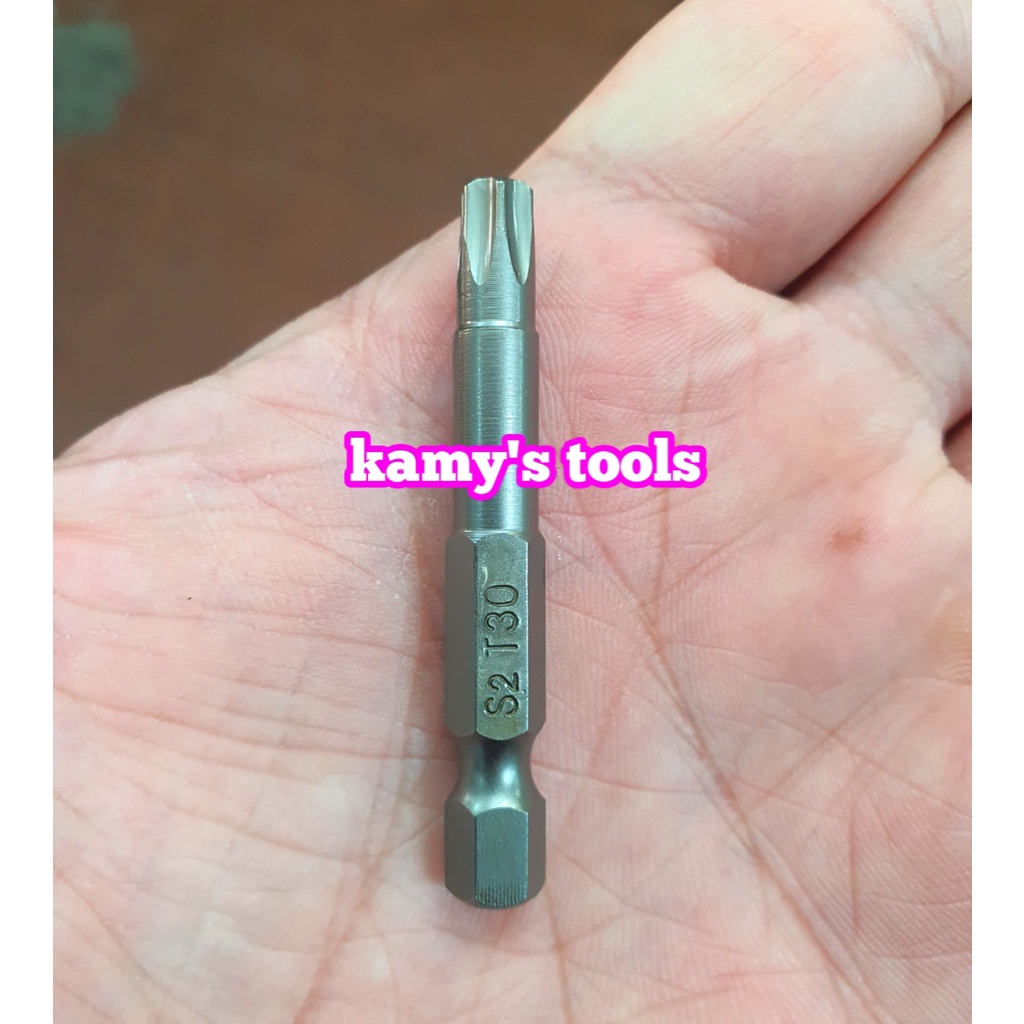 Mũi vít bông sao hoa thị đuôi lục giác 1/4 inch dài 50mm thép S2 T10 T15 T20 T25 T27 T30 T40