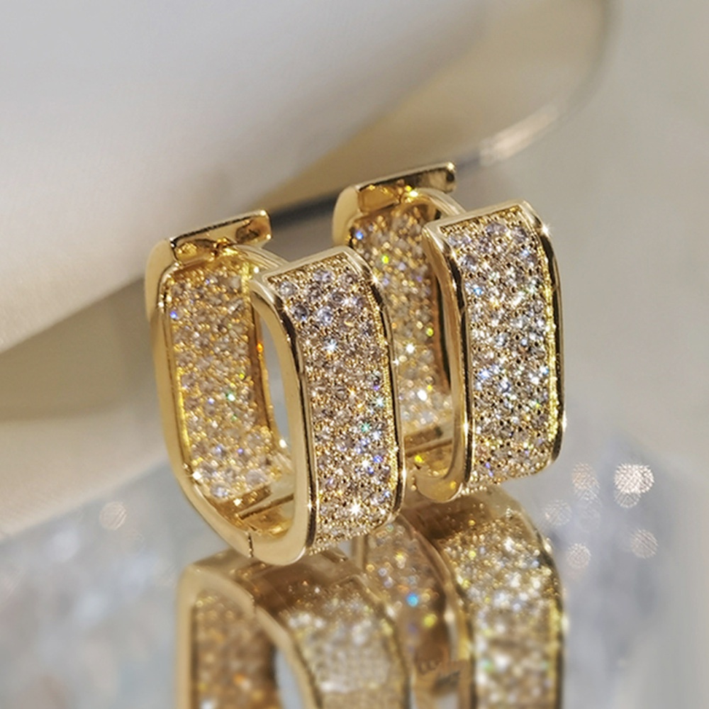 Bông Tai Đính Đá Zircon Sang Trọng Phong Cách Âu Mỹ
