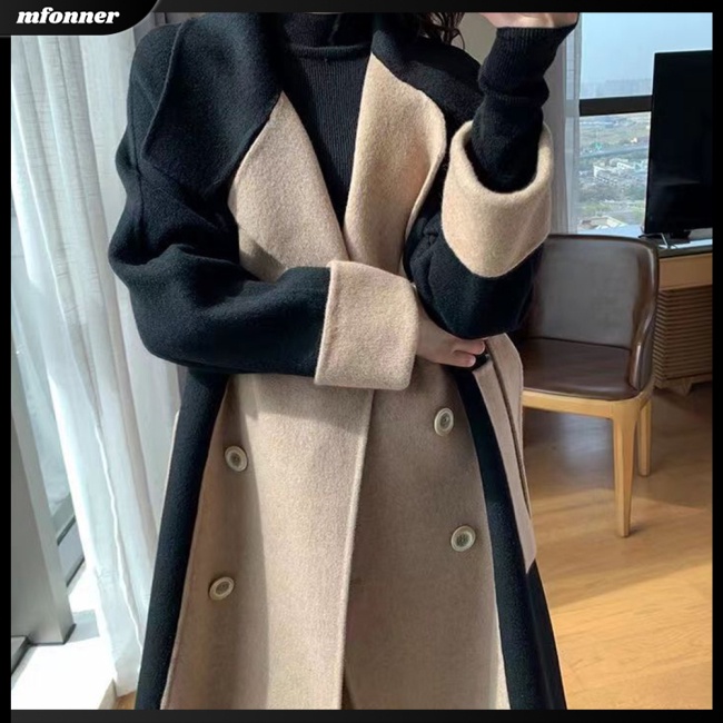 Áo Khoác Tay Dài Cỡ Lớn Màu Sắc Tương Phản Thời Trang Sang Trọng Cho Nữ