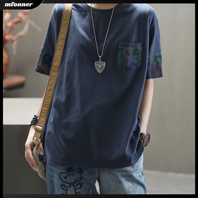 Áo Thun Tay Ngắn Cổ Tròn Dáng Rộng In Họa Tiết Thời Trang Cho Nữ