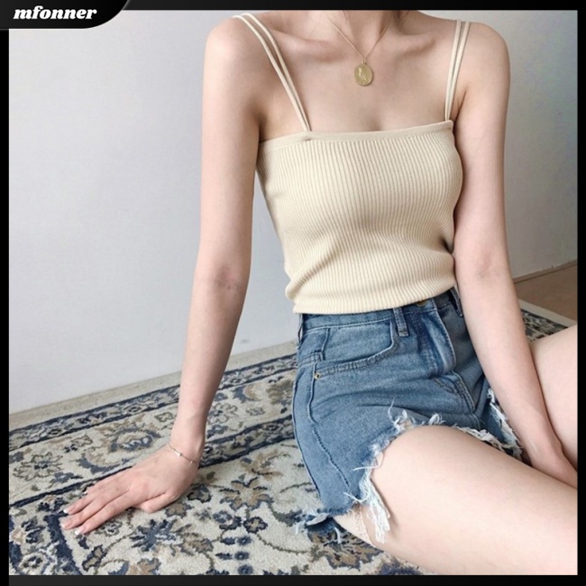 Áo Dệt Kim Hai Dây Ôm Dáng Gợi Cảm Cho Nữ