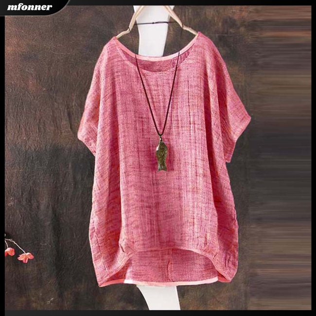 Áo Cổ Tròn Dáng Rộng Thoáng Khí Màu Trơn Thời Trang Cho Nữ
