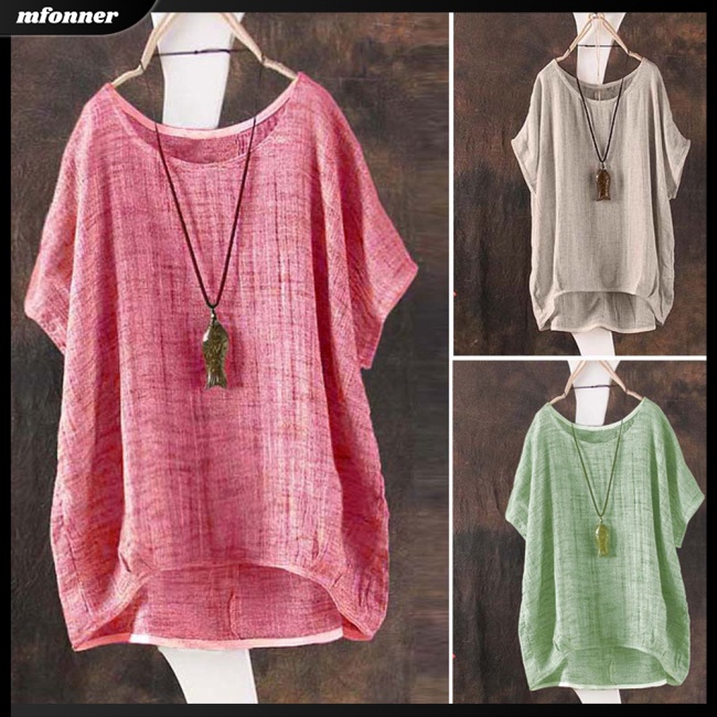 Áo Cổ Tròn Dáng Rộng Thoáng Khí Màu Trơn Thời Trang Cho Nữ