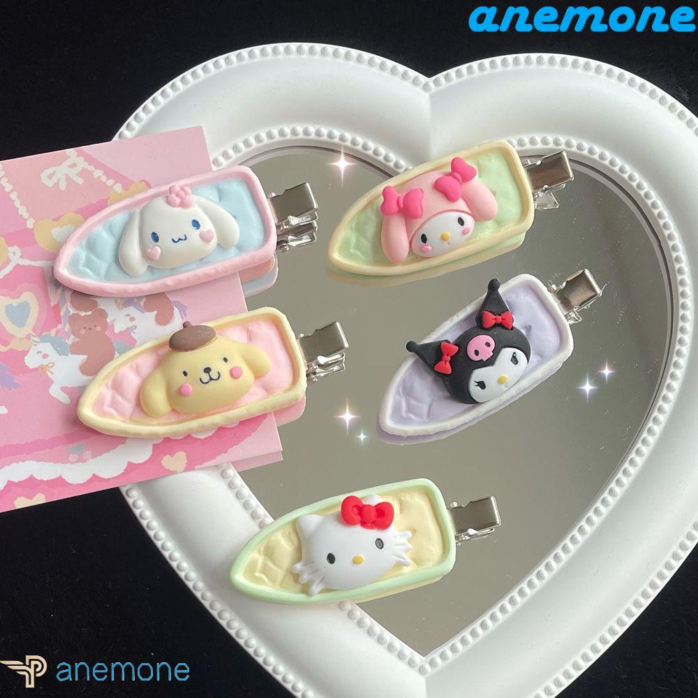 Kẹp Tóc Mỏ Vịt Bằng Nhựa Resin Phong Cách Kuromi Melody Hoạt Hình Cổ Điển Ngọt Ngào Cho Nữ