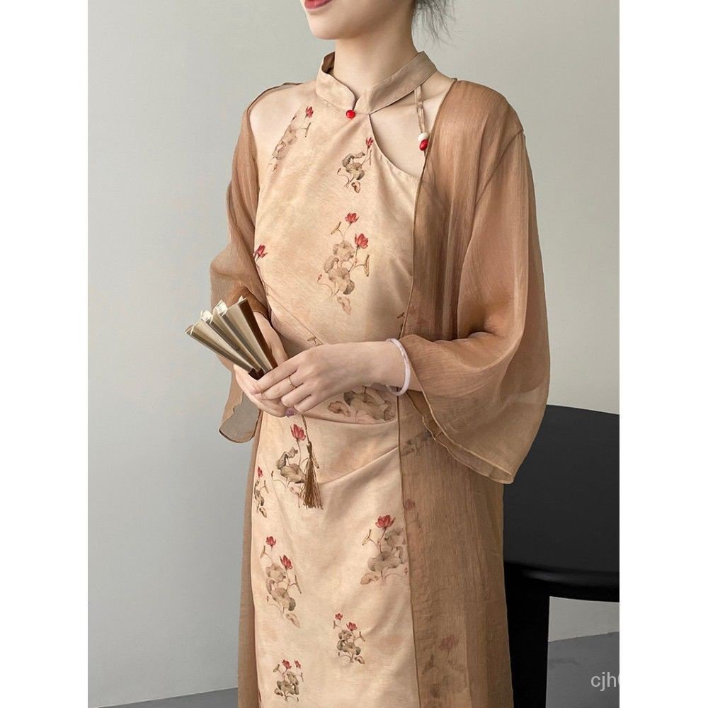 Đầm Sườn Xám Cách Tân Dáng Dài Phong Cách Trung Hoa Thời Trang Mùa Hè Hàng Mới Dành Cho Bạn Nữ