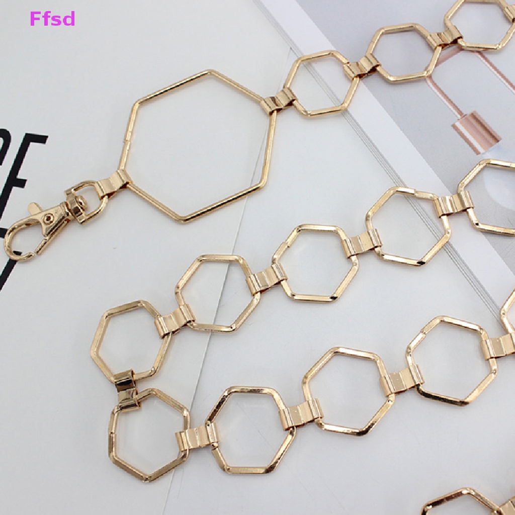 Thắt Lưng Dây Xích Lục Giác Bằng Kim Loại Màu Vàng / Bạc Phong Cách Cổ Điển Thời Trang Cho Nữ