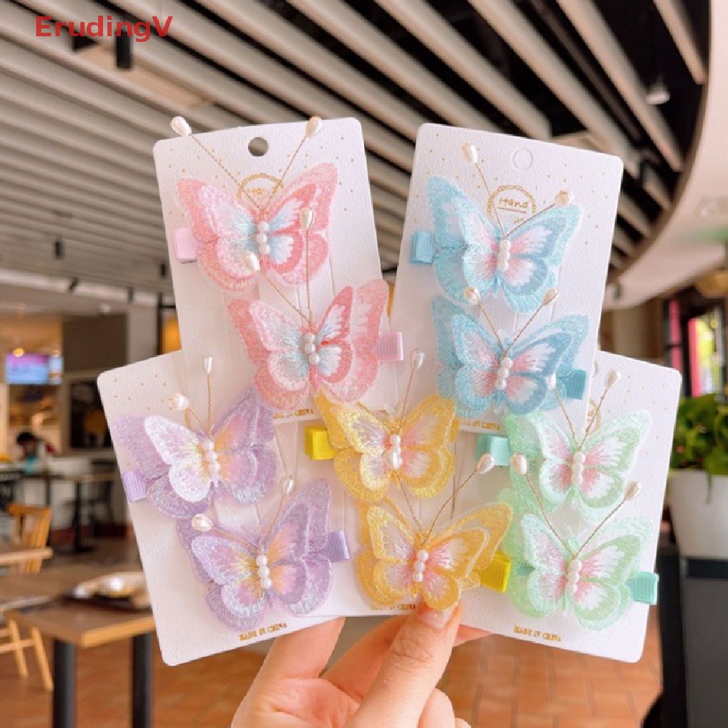 [ErudingV] Kẹp Tóc Ba Chiều Thêu Hình Bướm Dễ Thương Cho Bé [Mới]