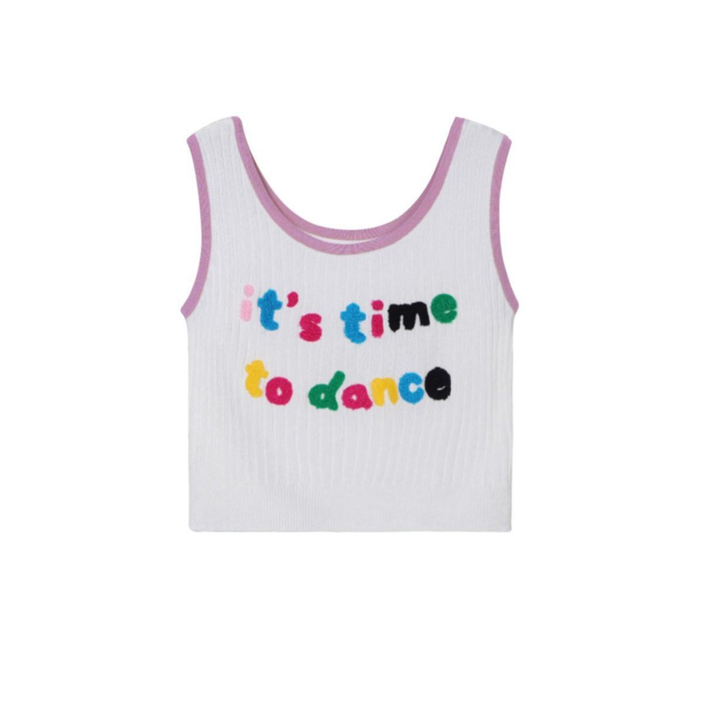 Áo Dệt Kim Sát Nách Dáng Ngắn In Họa Tiết Thời Trang Mùa Hè Phong Cách Hàn Quốc Cho Nữ