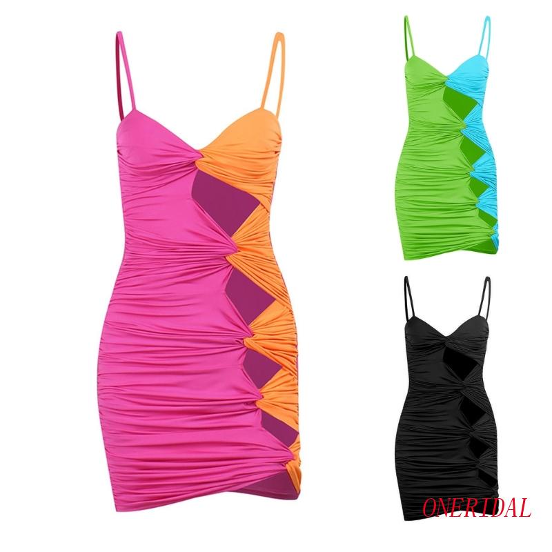 Đầm Hai Dây Nhún Bèo Hở Lưng Ôm Dáng Quyến Rũ Hợp Thời Trang