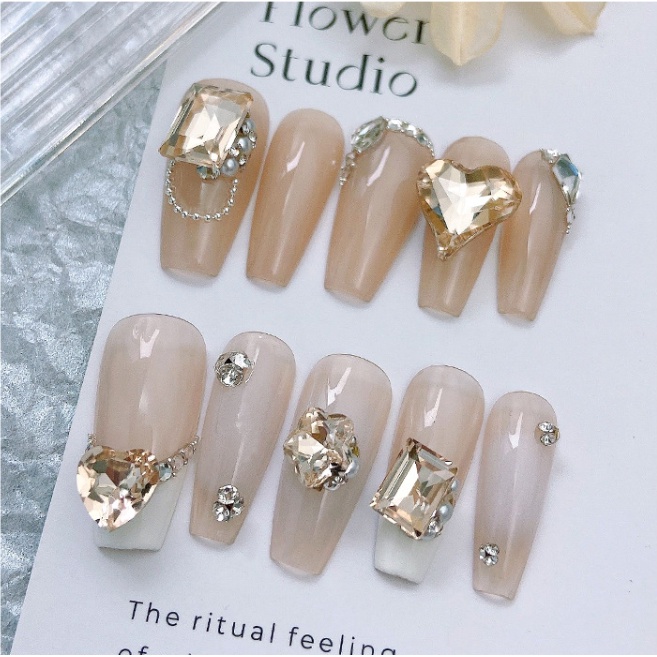 Chất Lượng Cao Trang Trí Móng Tay Đầu Nhọn Pha Lê Lụa Lấp Lánh / Hoa Đào Sâm Panh Hình Vuông / Trái Tim Đính Kim Cương Giả