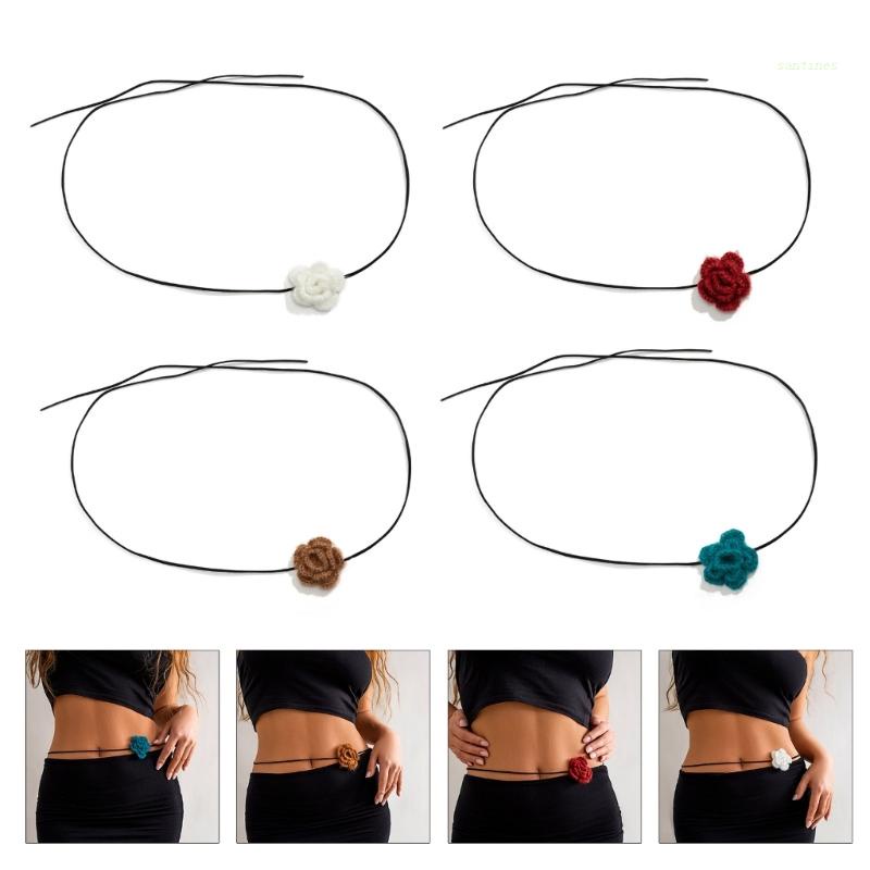 Thắt Lưng Dây Xích Gắn Hoa Hồng Có Thể Điều Chỉnh Thời Trang Mùa Hè Cho Nữ