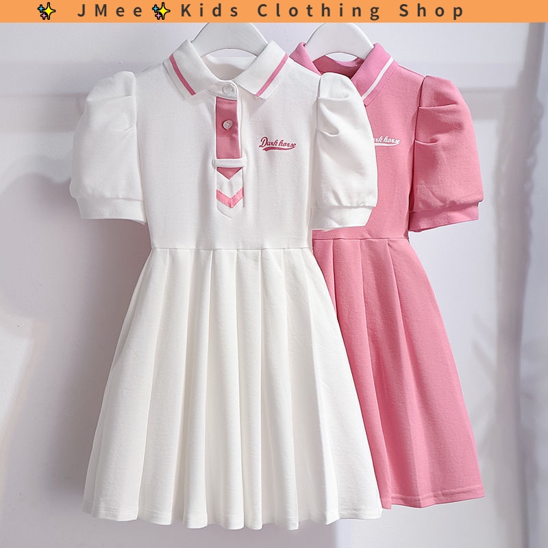 váy cho bé gái 12 tuổi Quần áo trẻ emváy bé gái size đại Váy ngắn tay nữ, váy rộng, váy polo trẻ em kiểu phương Tây, kiểu đại học