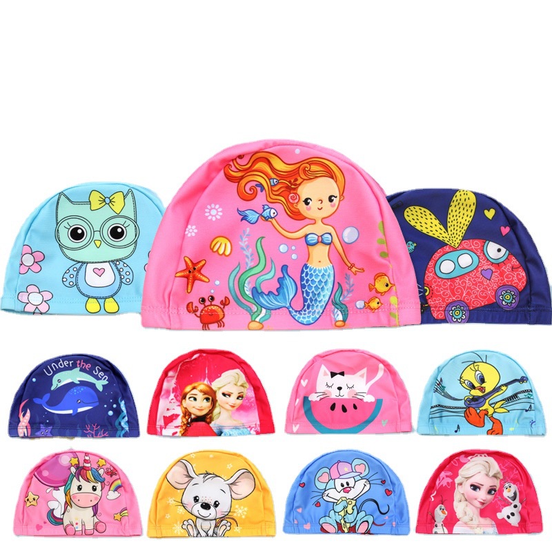 Mũ Bơi Bảo Vệ Tai In Họa Tiết Hoạt Hình Dễ Thương Cho Bé Từ 2-5 Tuổi