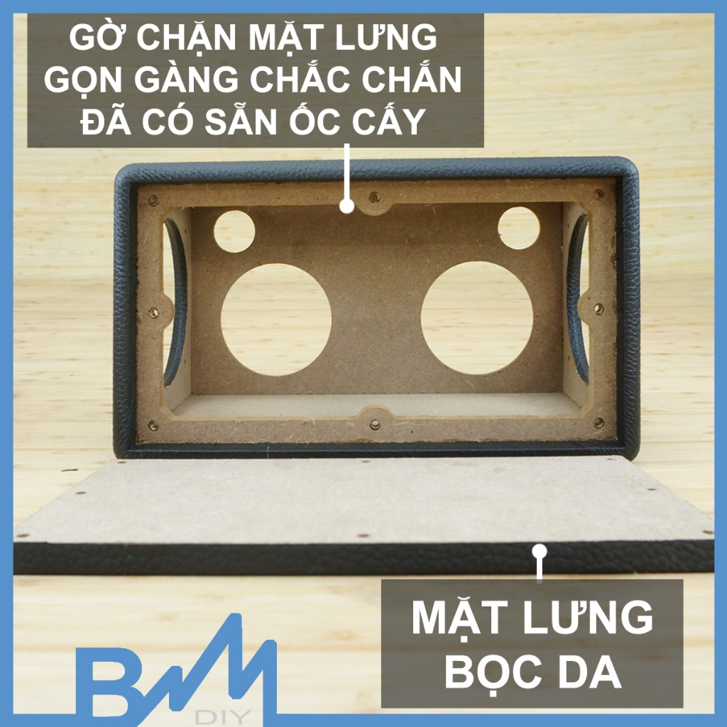 Box loa bọc da hoàn thiện 260x150x160mm ghép loa 3inch cộng hưởng dáng acton