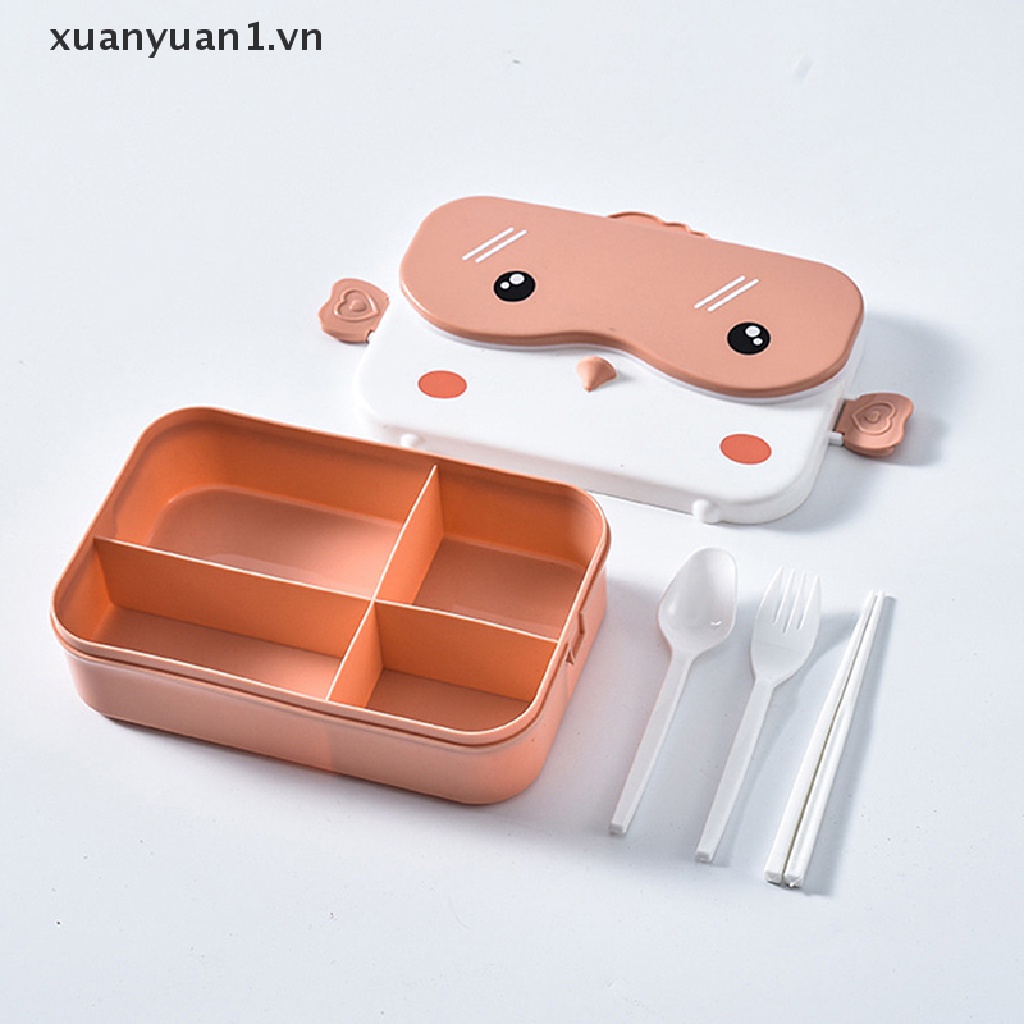 Hộp cơm Hình Chữ Nhật Bằng Nhựa Chống Tràn In Hoạt Hình Dễ Thương Cho Bé