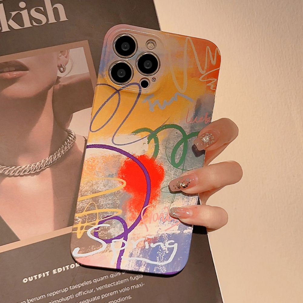 Ốp Điện Thoại TPU Cứng Họa Tiết Graffiti Cho IPhone 14 13 12 11 Pro Max X XR 8 7 Plus