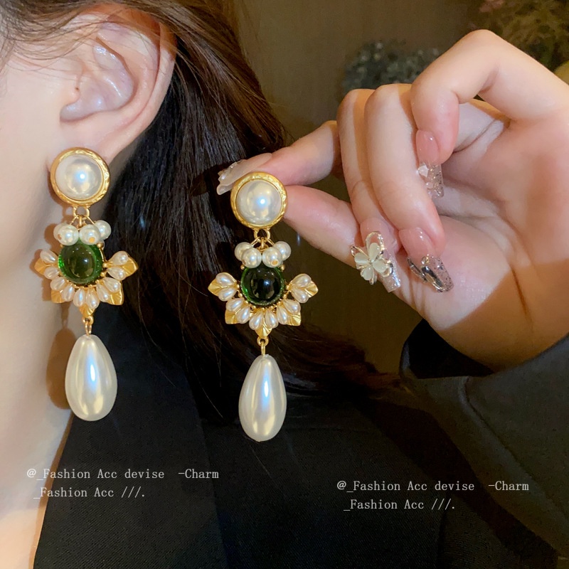 1 Đôi Bông Tai Bạc Hình Con Ong Đính Ngọc Trai Sang Trọng Thời Trang