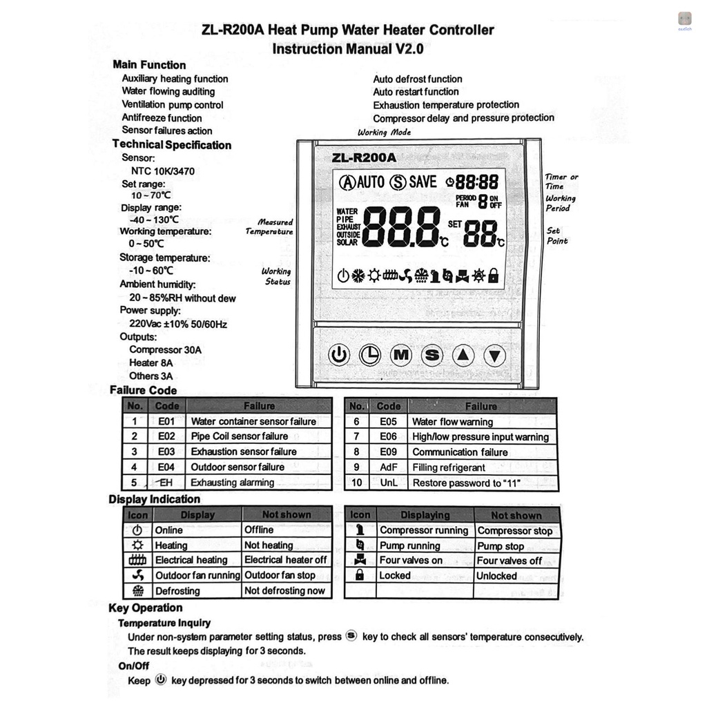 Bảng Điều Khiển Nhiệt Độ Bơm Nước Chống Đông Lạnh Tự Động Có Cảm Biến Cảnh Báo