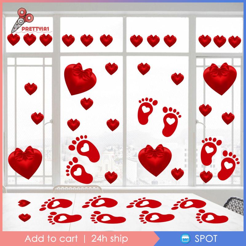 [Prettyia1] Set 8 Sticker Dán Cửa Sổ Ngày Valentine 'S Day Có Thể Tháo Gỡ Trang Trí