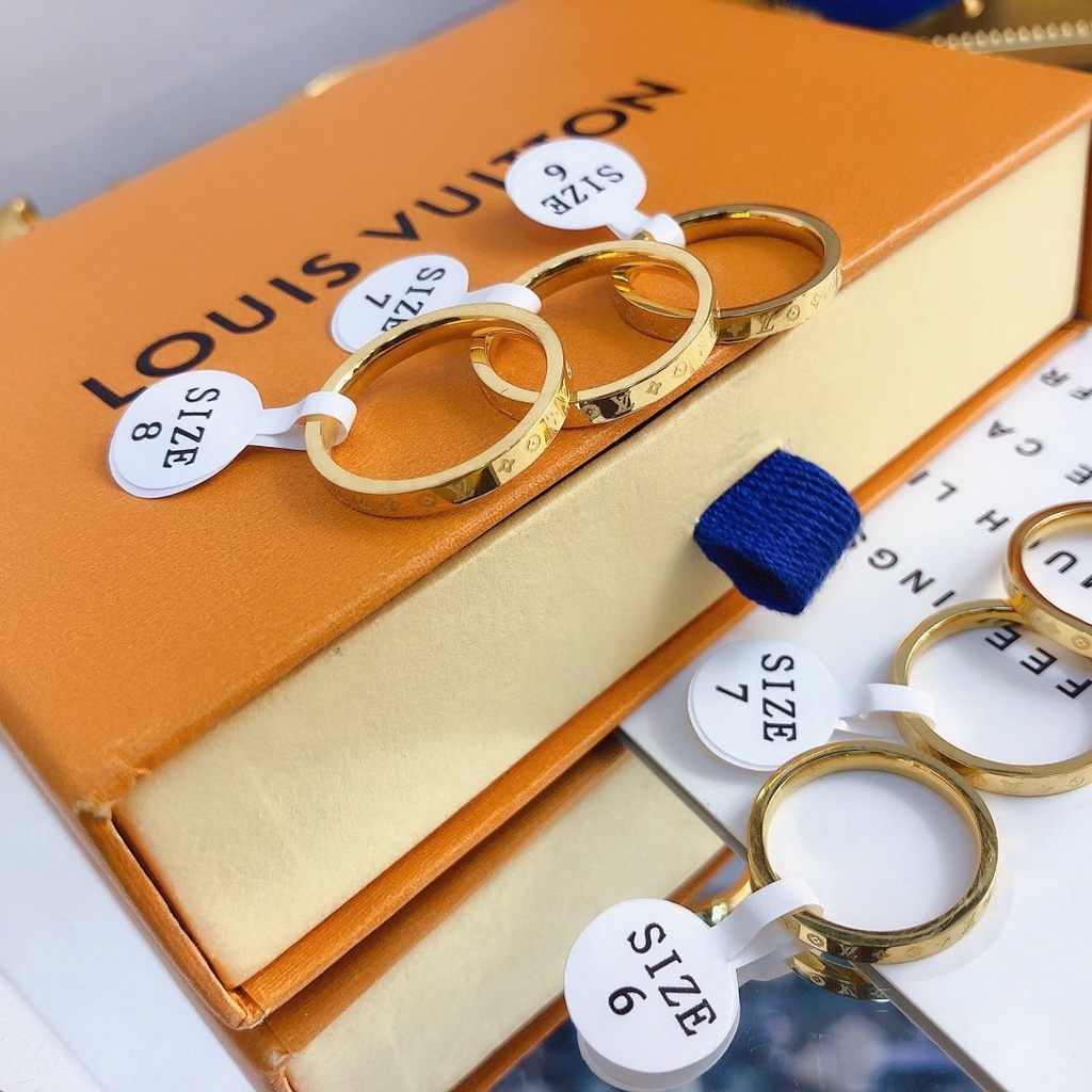 Nhẫn Louis Vuitton Phong Cách Hàn Quốc Đơn Giản Mạ Vàng / Bạc 925 Dành Cho Nữ