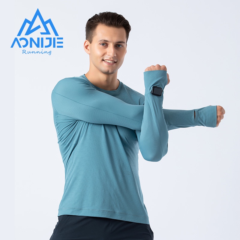 AONIJIE Áo Thun Chạy Bộ Aoni Có Lỗ Đeo Ngón Tay Cho Nam Giới Aononi M35127