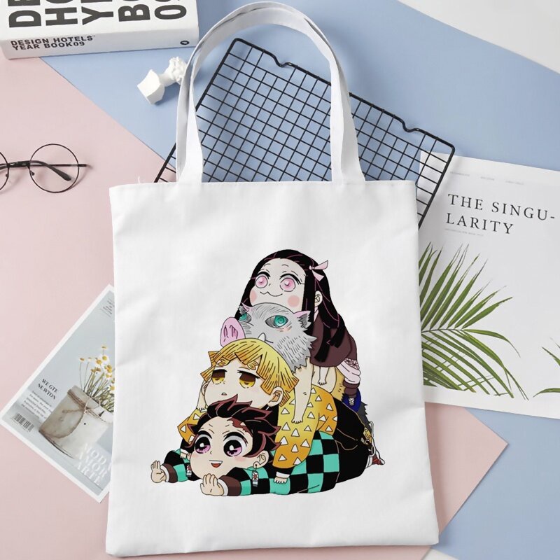 Túi tote cotton In Hình Demon Slayer Rengoku Inosuke Nezuko Kimetsu No Yaiba Zenitsu