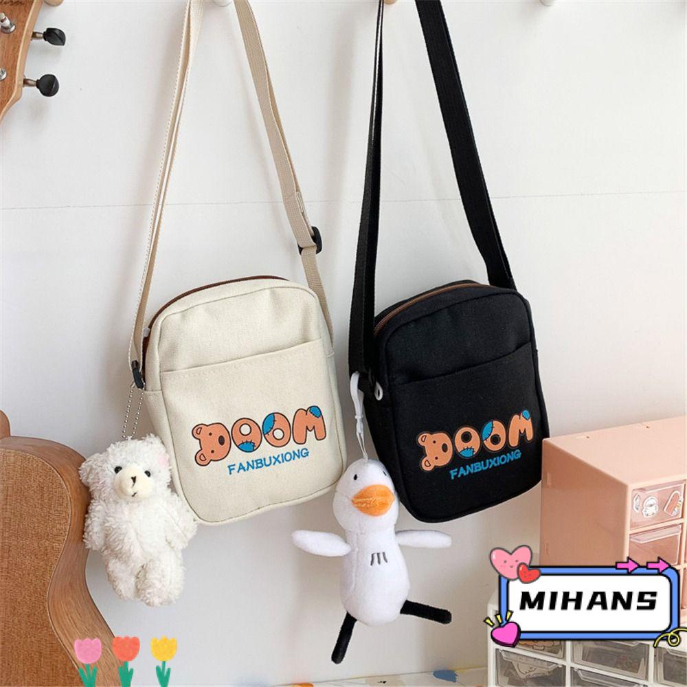 Túi Đeo Vai Bằng Vải Canvas Thiết Kế Giản Dị Thời Trang