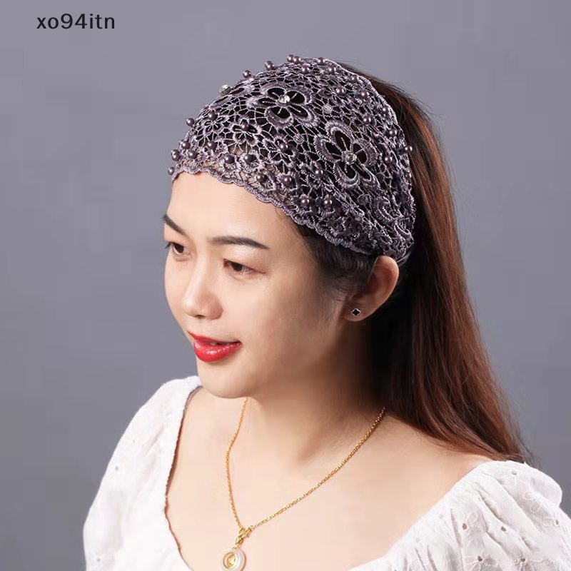 Băng Đô Ren Mỏng Vành Rộng Đính Ngọc Trai Thoáng Khí Dành Cho Nữ