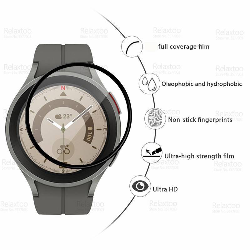 Kính Cường Lực Cong Bảo Vệ Toàn Màn Hình Cho Samsung Watch 4 5 3 Pro 40mm 41mm 44mm 45mm 2 40mm 44mm