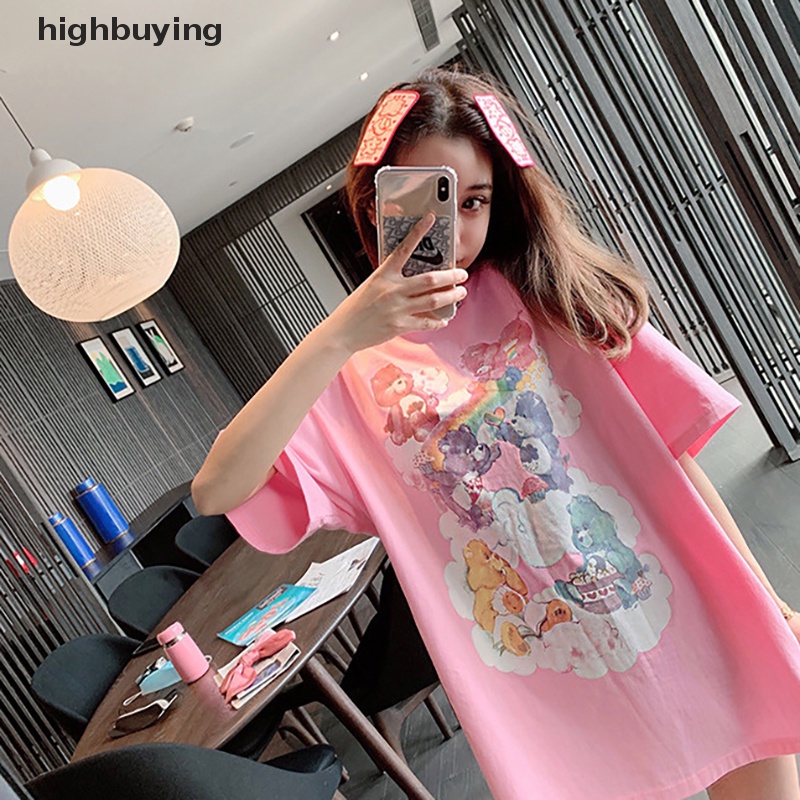 Áo Thun Tay Ngắn Cổ Tròn In Hình Gấu Hoạt Hình Thời Trang Mùa Hè Cho Nữ